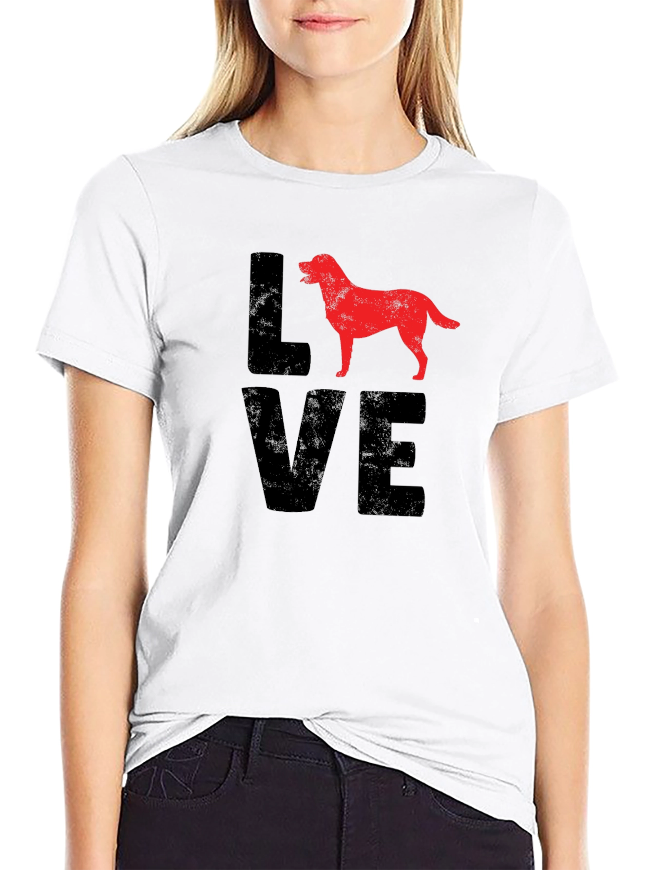 Love Dog Graphic Tee - Black Cotton Casual T-Shirt