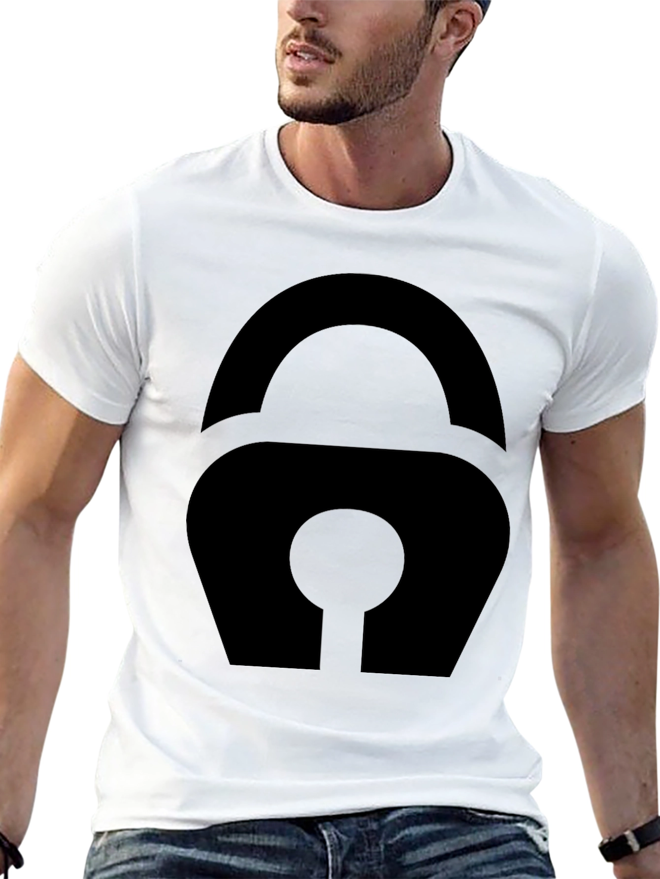 Modern Black Padlock Graphic Tee