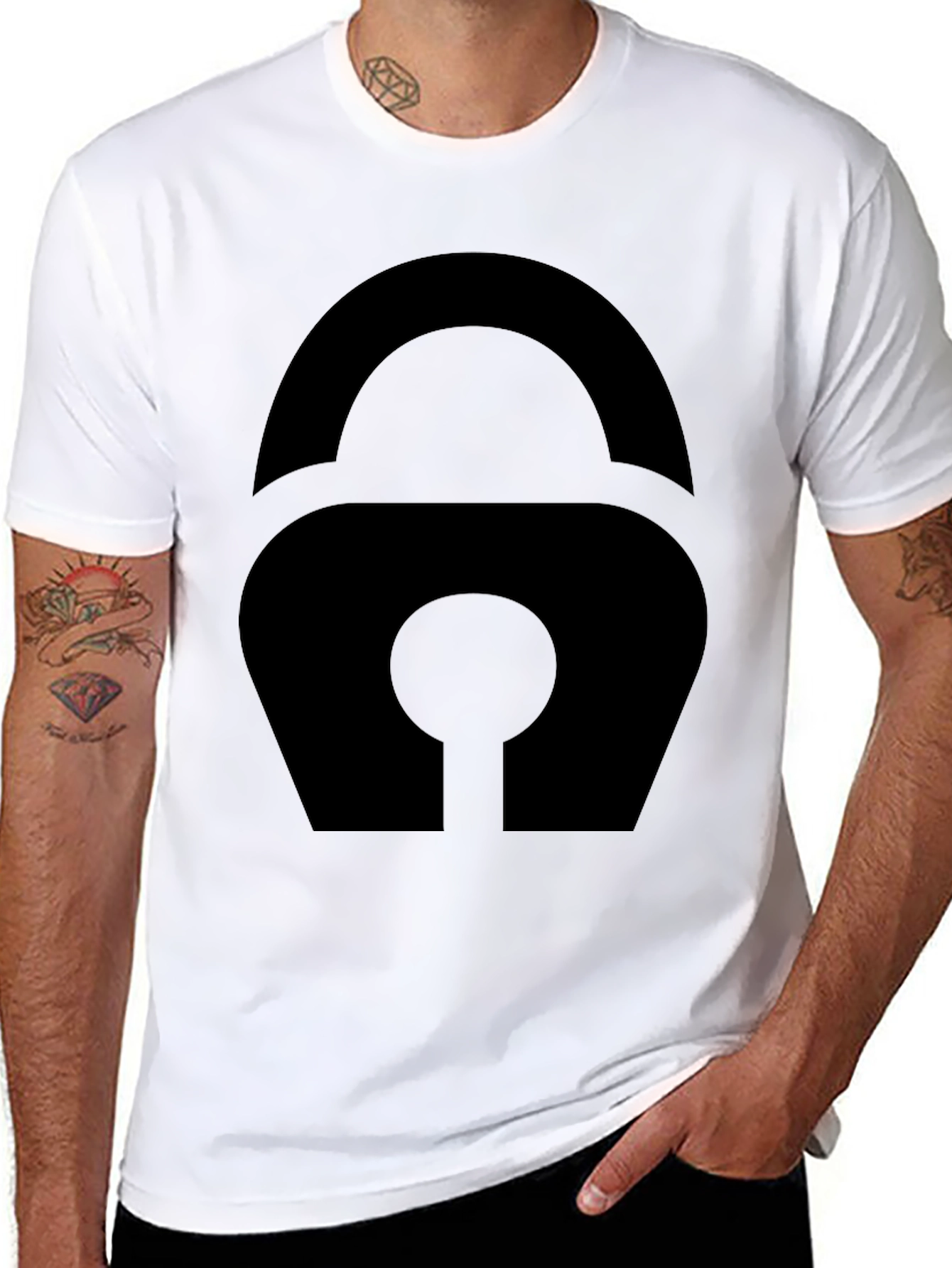 Modern Black Padlock Graphic Tee