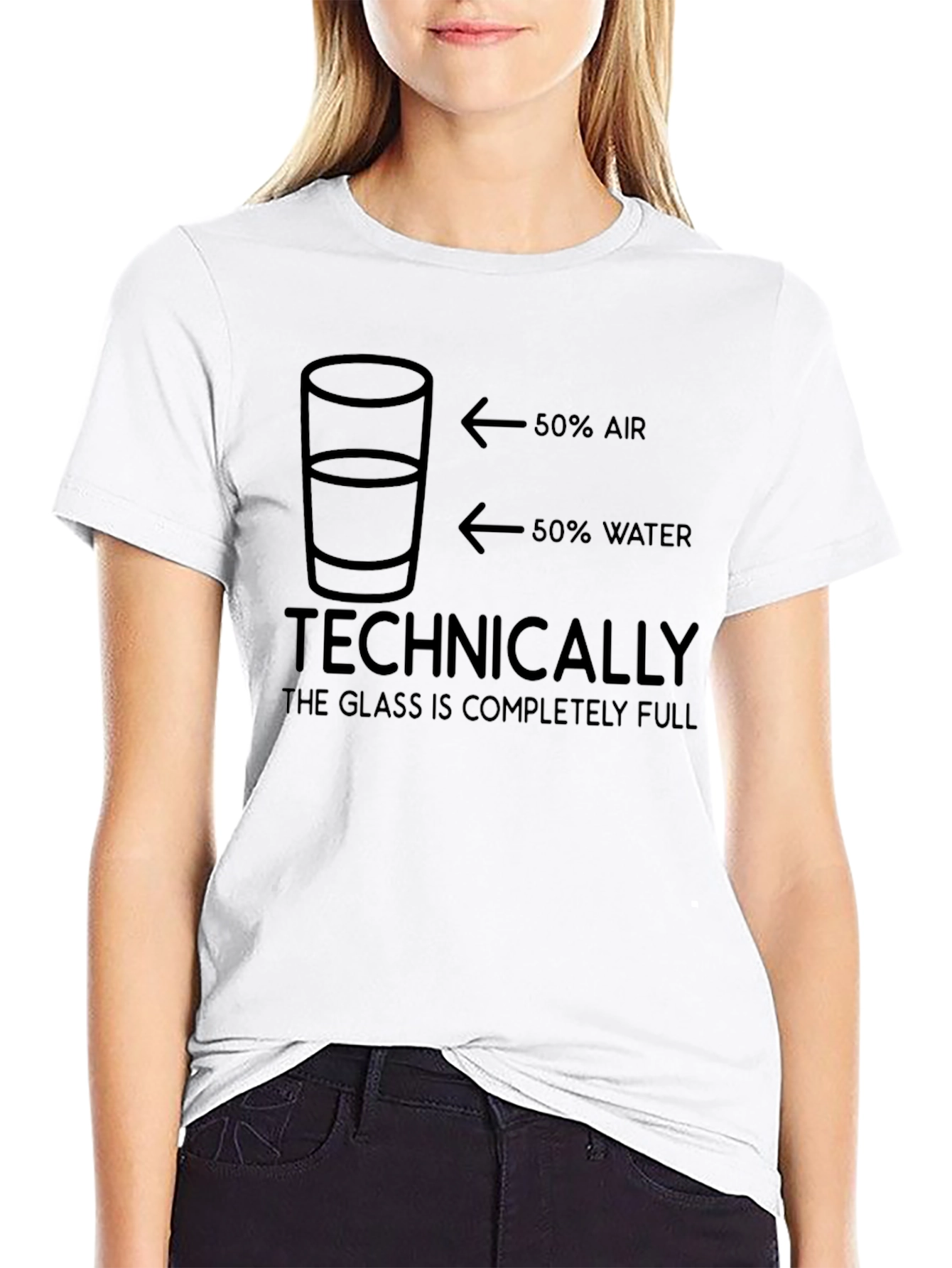 Optimist T-Shirt: Glass Completely Full Funny Graphic Tee