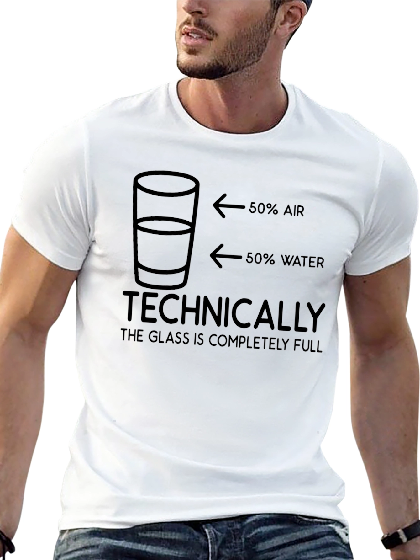 Optimist T-Shirt: Glass Completely Full Funny Graphic Tee