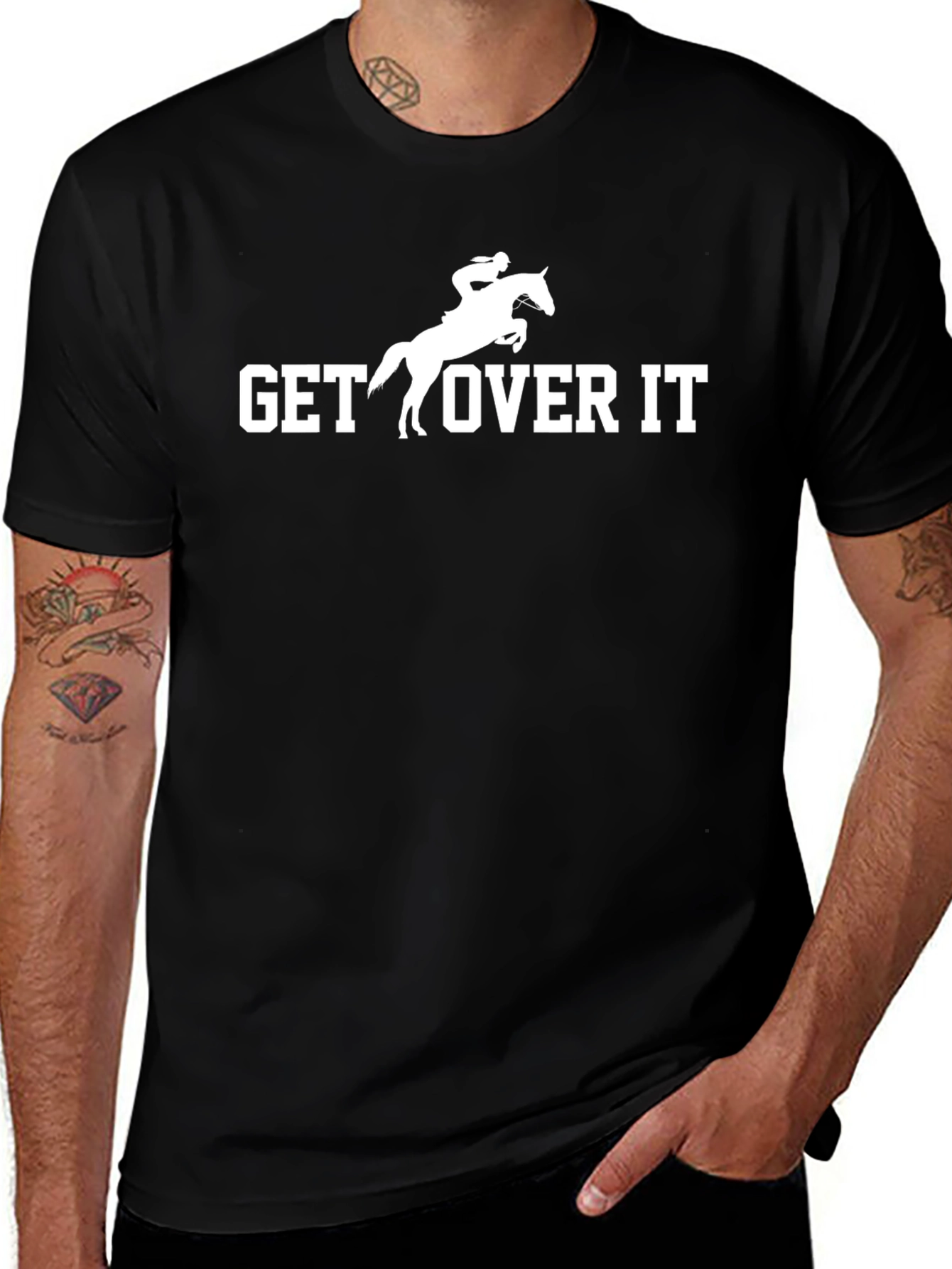 Get Over It Horse Riding Tee - Black
