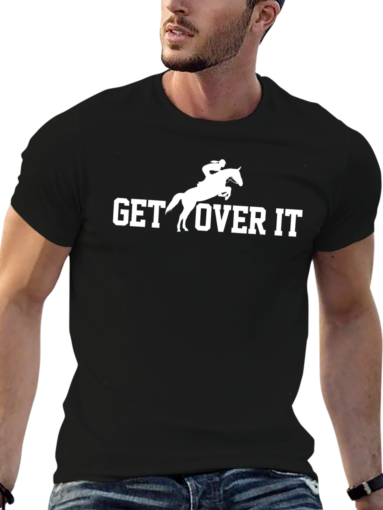 Get Over It Horse Riding Tee - Black