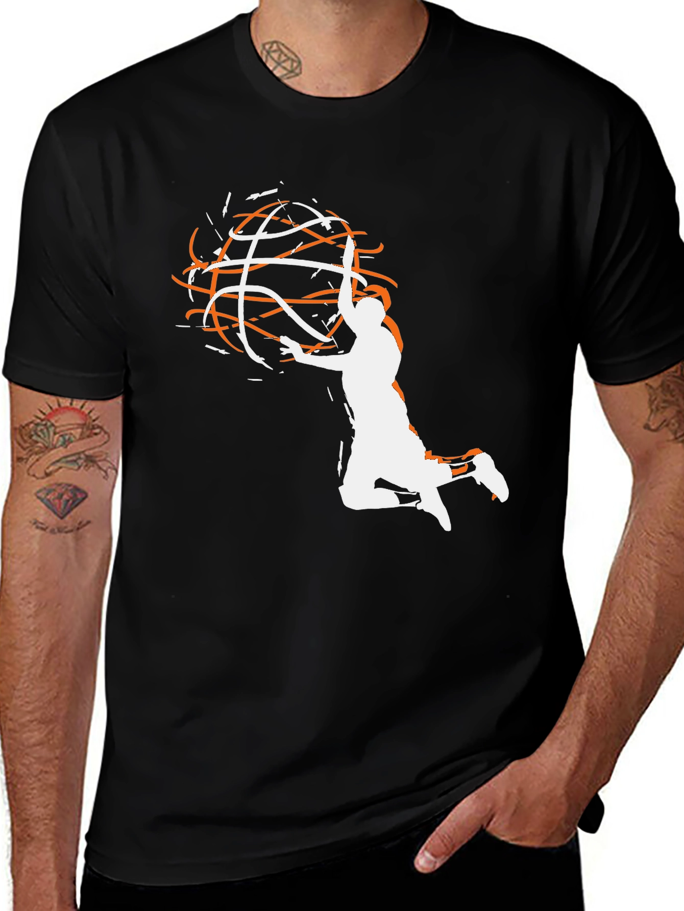 Basketball Graphic Tee - Black Cotton Blend