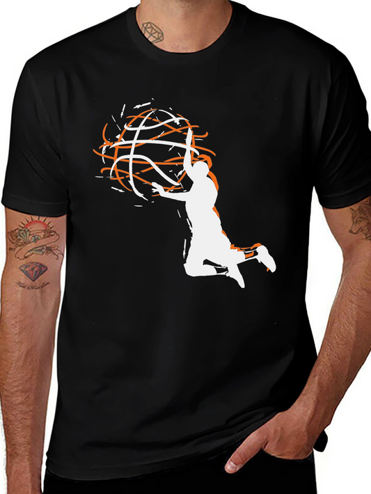 Basketball Graphic Tee - Black Cotton Blend