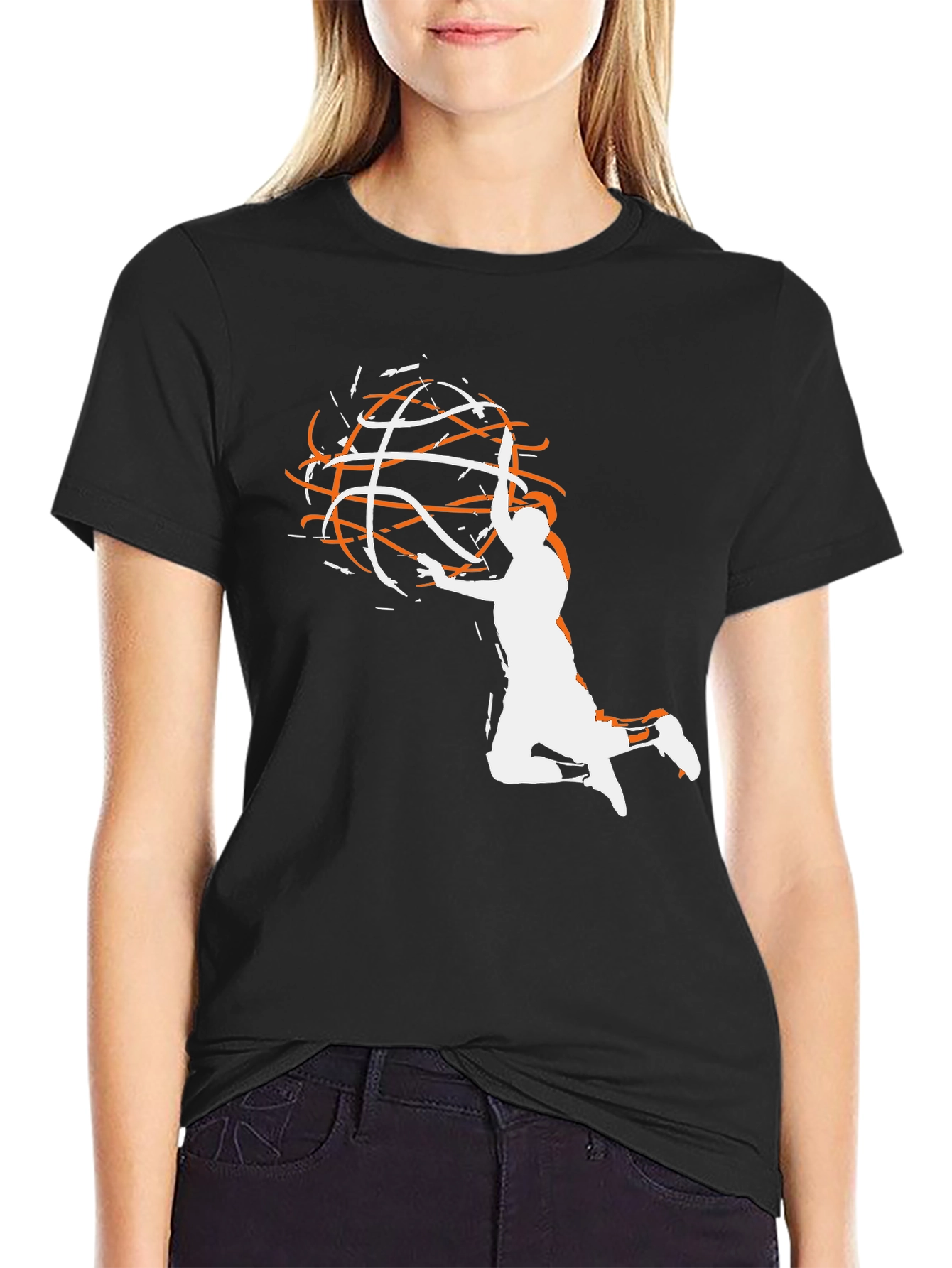 Basketball Graphic Tee - Black Cotton Blend