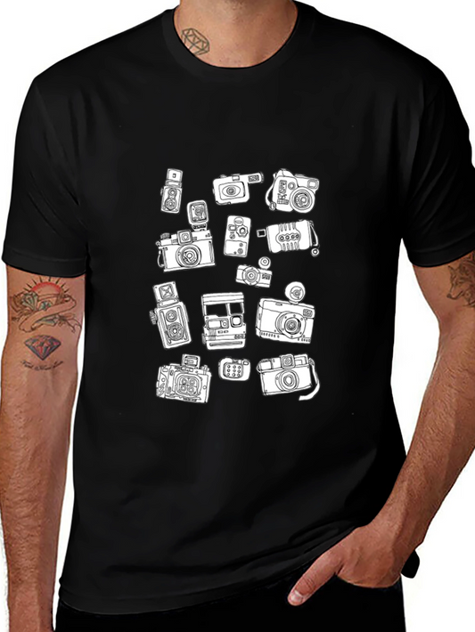 Vintage Camera Graphic Black T-Shirt