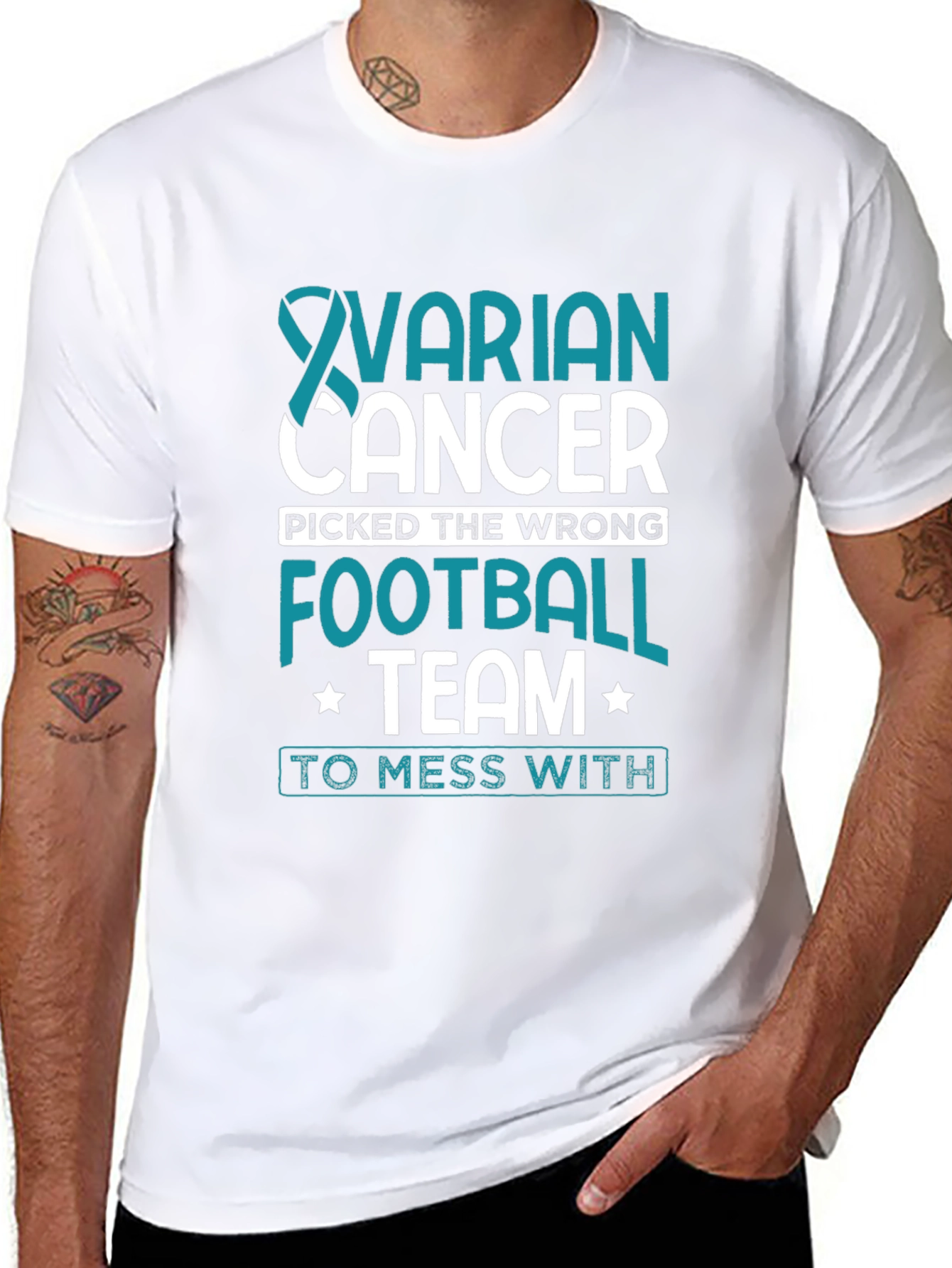 Ovarian Cancer Awareness Football Team T-Shirt