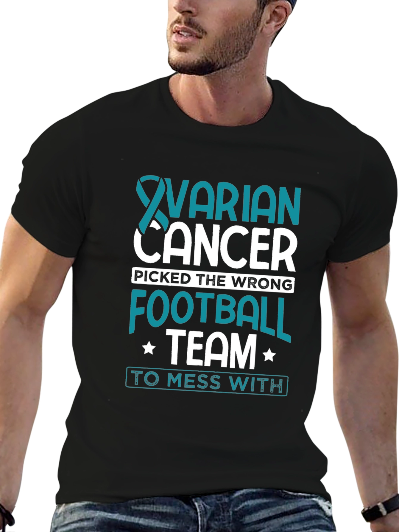 Ovarian Cancer Awareness Football Team T-Shirt