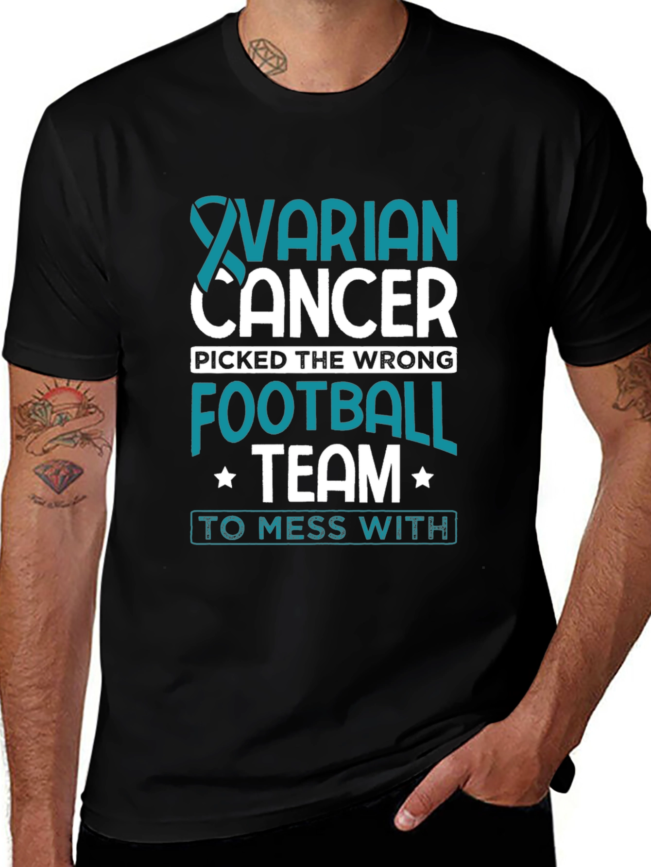Ovarian Cancer Awareness Football Team T-Shirt