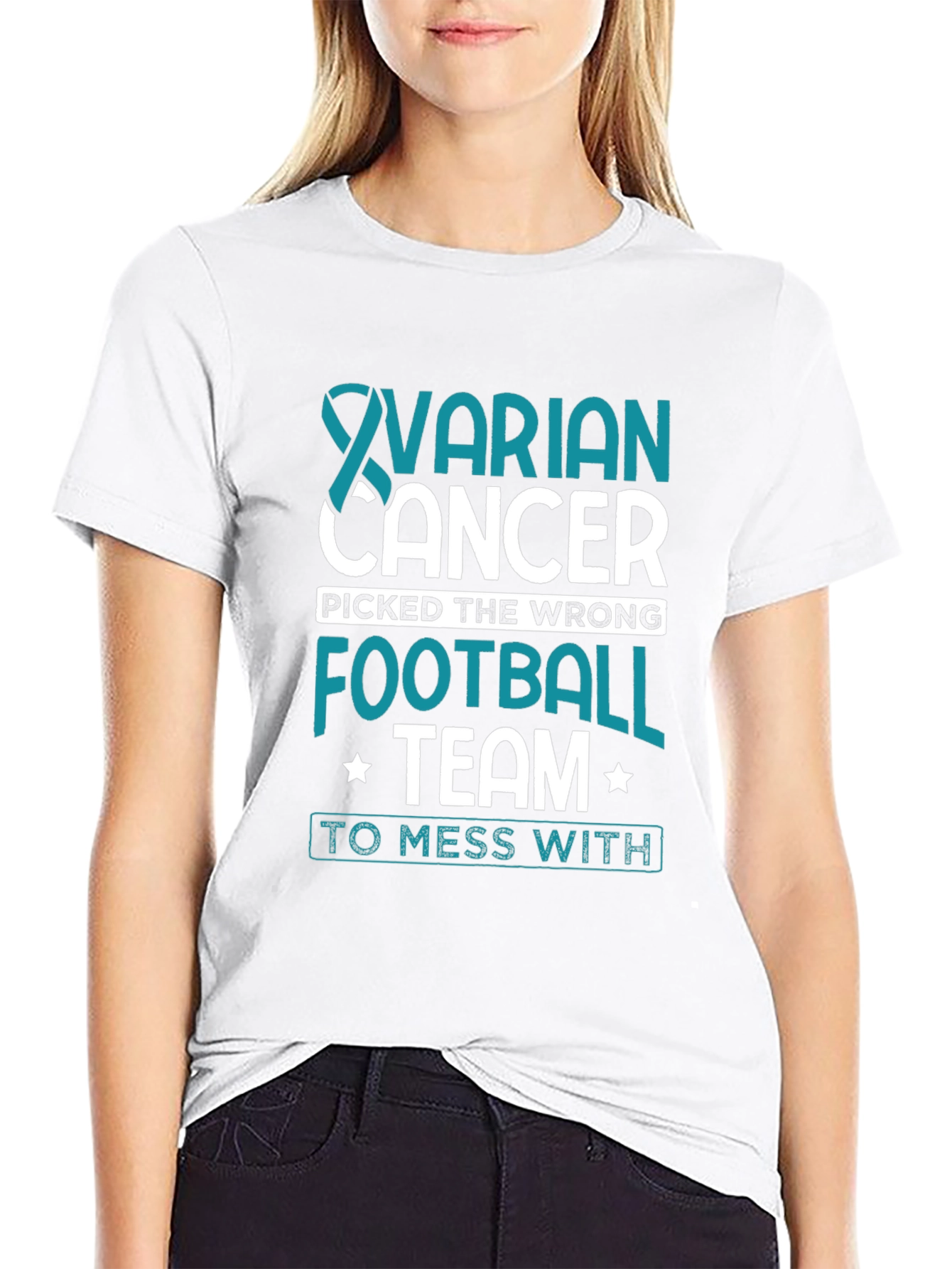 Ovarian Cancer Awareness Football Team T-Shirt
