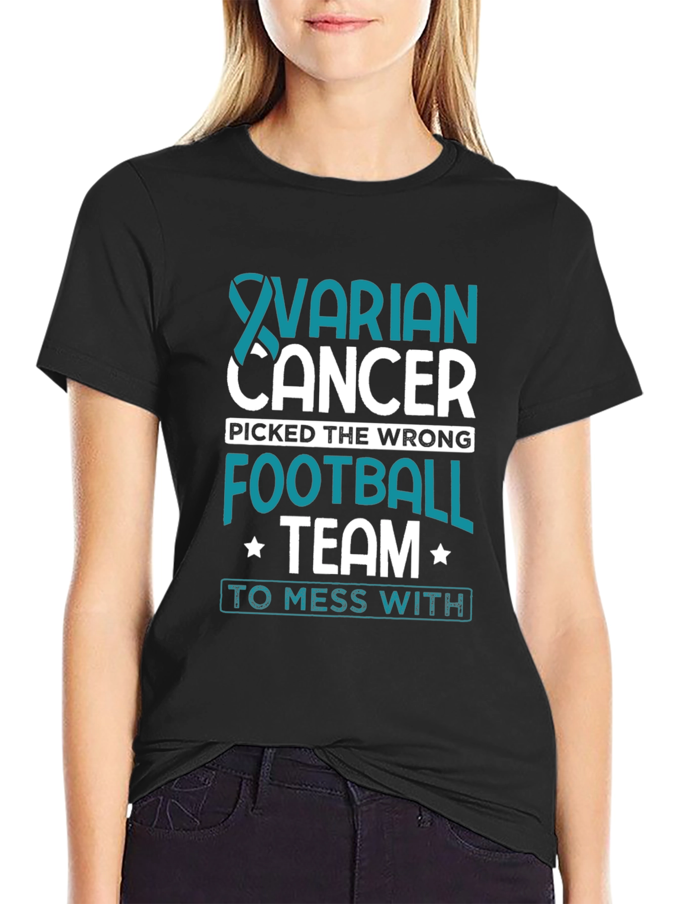 Ovarian Cancer Awareness Football Team T-Shirt