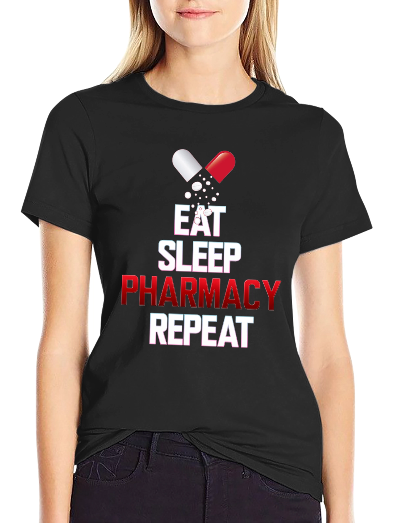 Eat Sleep Pharmacy Repeat Graphic T-Shirt