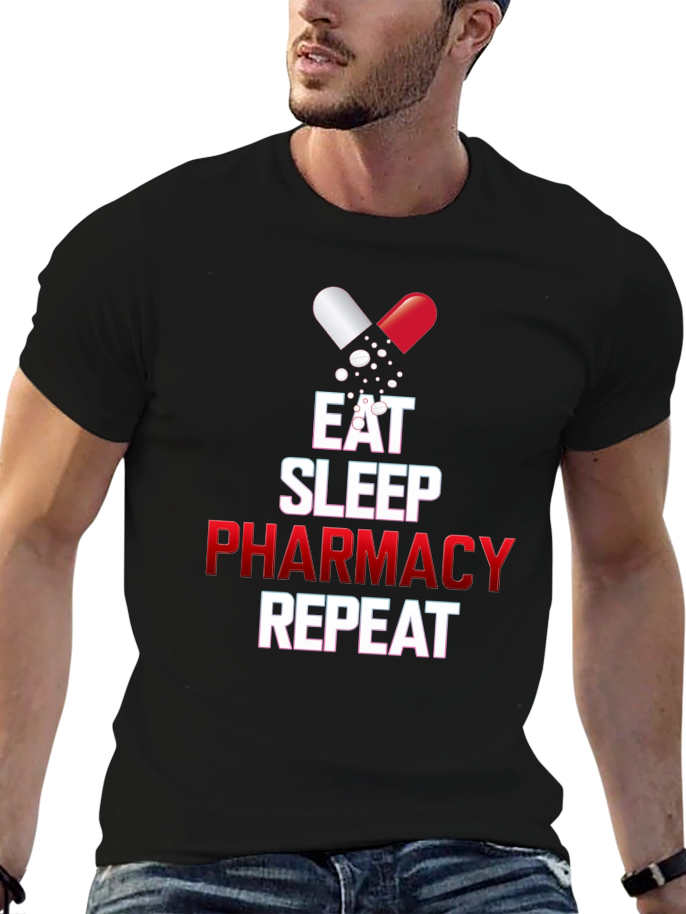 Eat Sleep Pharmacy Repeat Graphic T-Shirt
