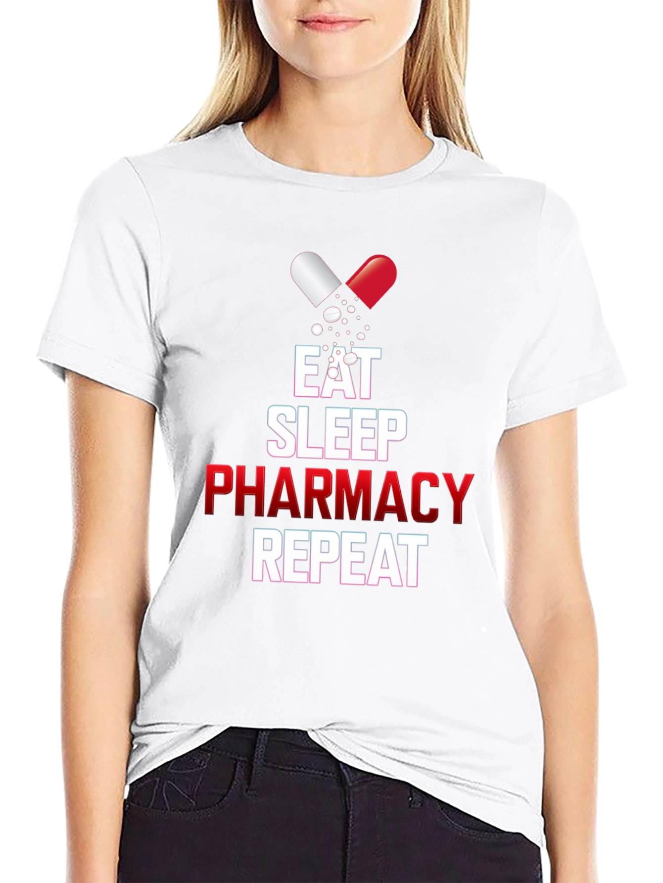 Eat Sleep Pharmacy Repeat Graphic T-Shirt