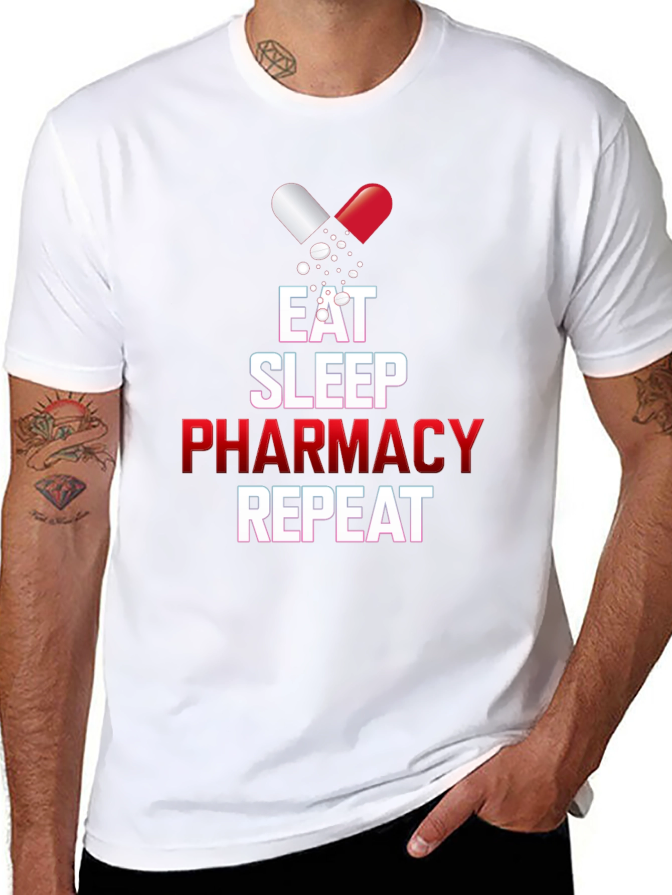 Eat Sleep Pharmacy Repeat Graphic T-Shirt