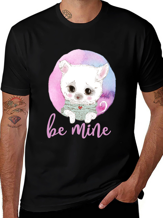 Be Mine Cat Graphic Black T-Shirt