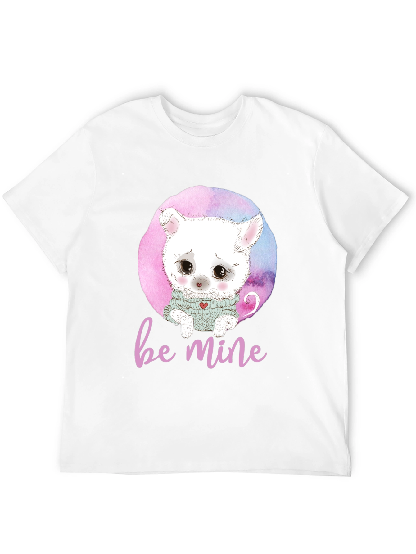 Be Mine Cat Graphic Black T-Shirt