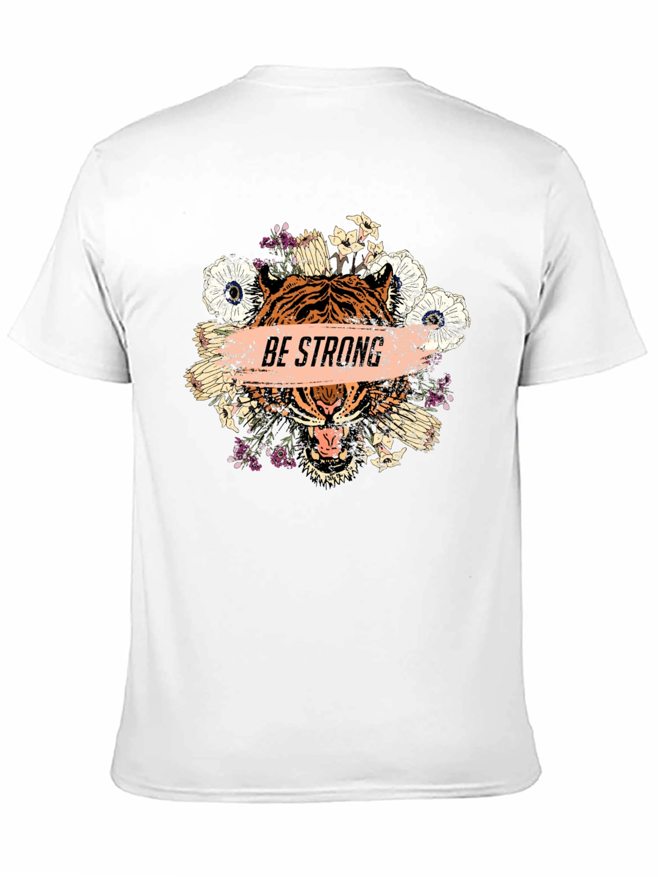 Be Strong Tiger Graphic Tee - Mens Black T-Shirt