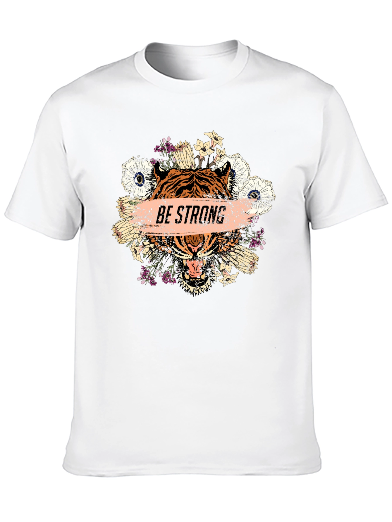 Be Strong Tiger Graphic Tee - Mens Black T-Shirt