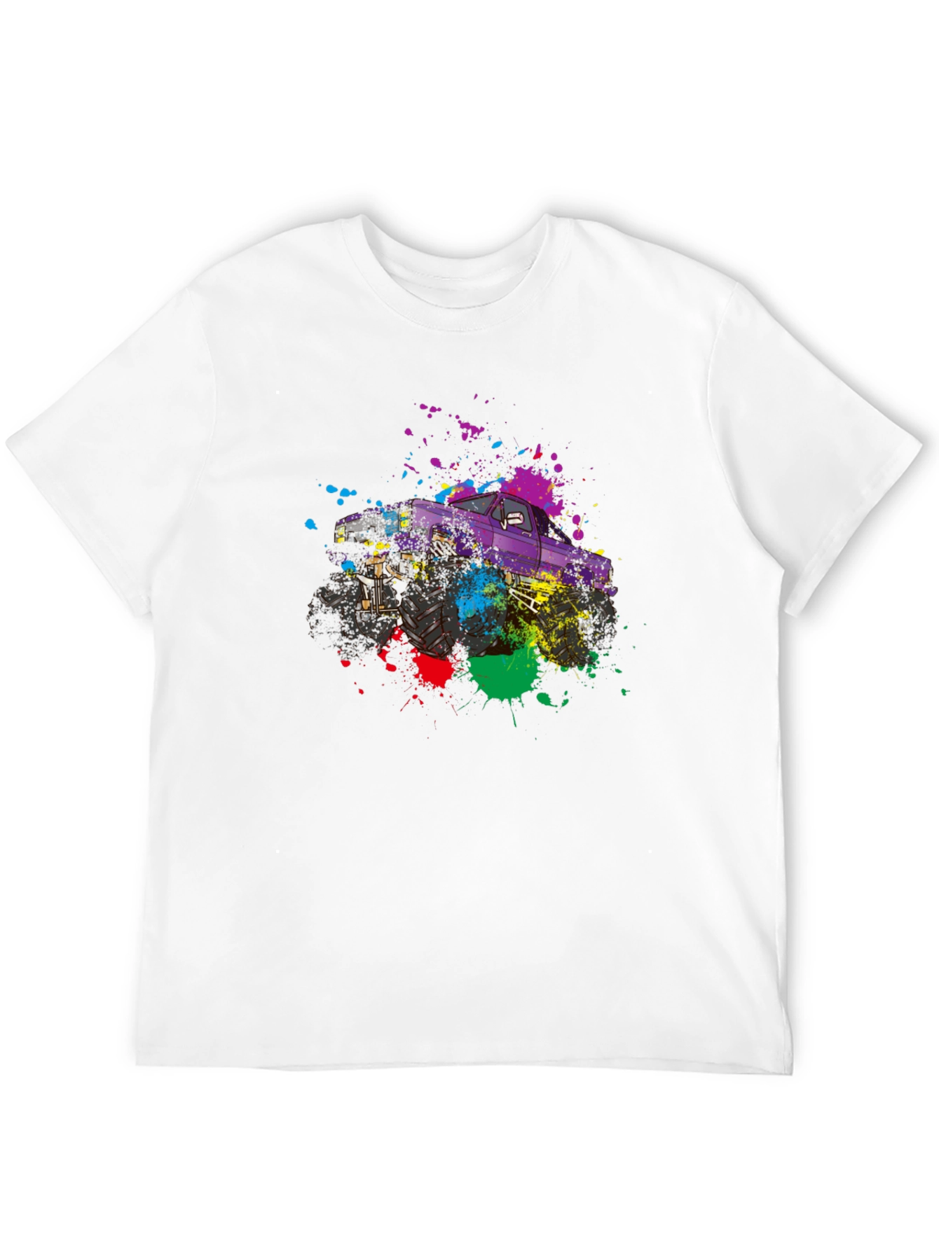 Monster Truck Paint Splatter Graphic T-Shirt