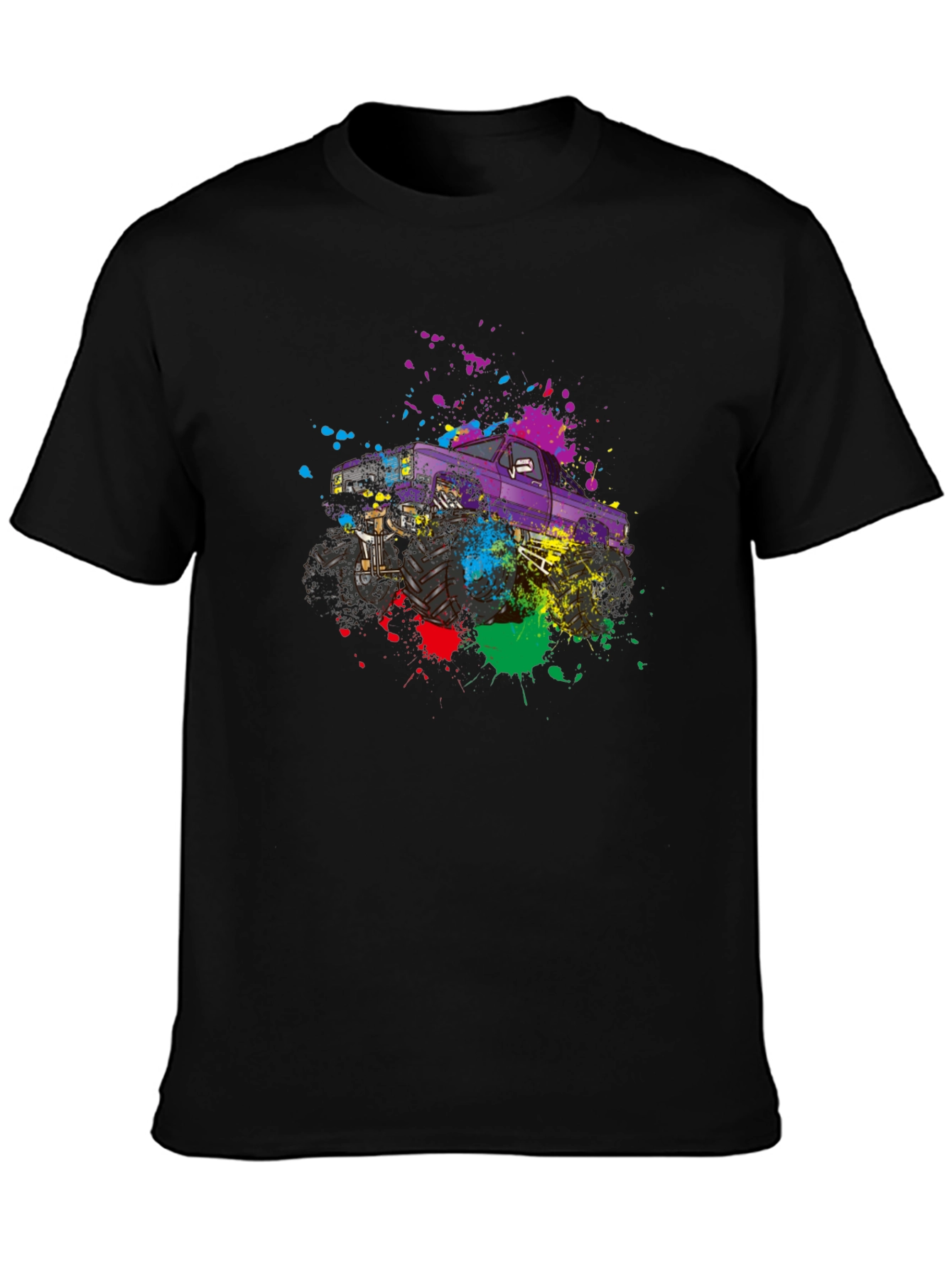 Monster Truck Paint Splatter Graphic T-Shirt
