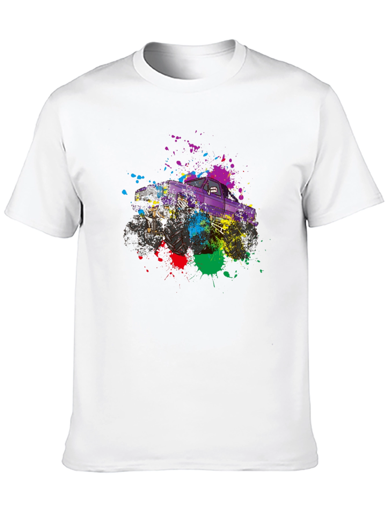 Monster Truck Paint Splatter Graphic T-Shirt