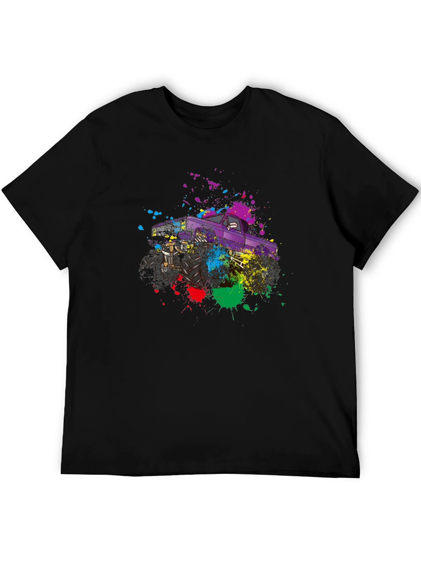 Monster Truck Paint Splatter Graphic T-Shirt