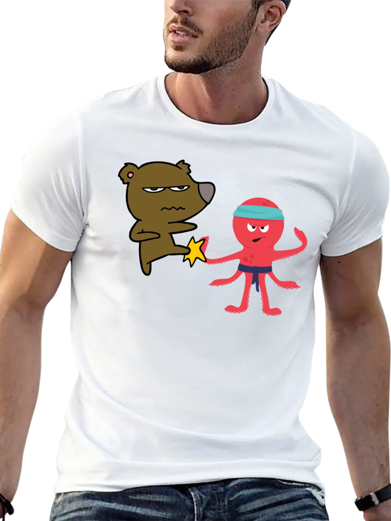 Bear vs Octopus T-Shirt - Martial Arts Funny Tee
