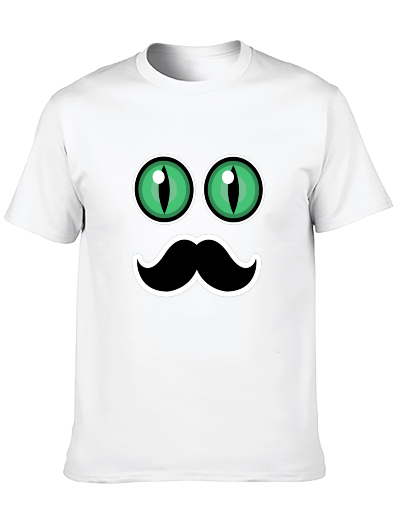 Funny Cat Eyes & Moustache Graphic T-Shirt