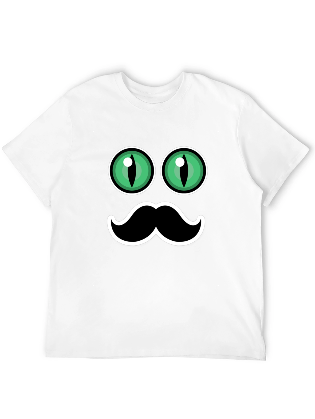 Funny Cat Eyes & Moustache Graphic T-Shirt