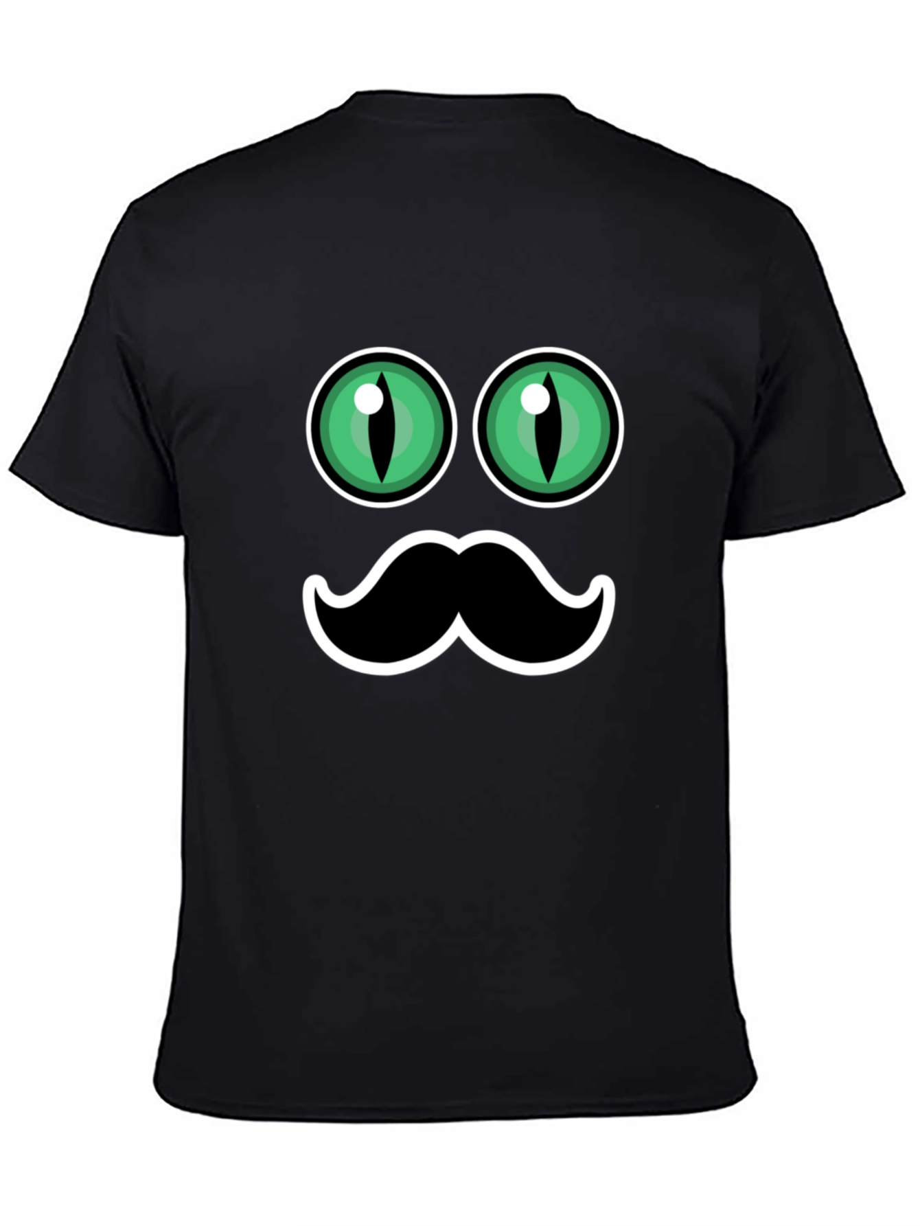 Funny Cat Eyes & Moustache Graphic T-Shirt