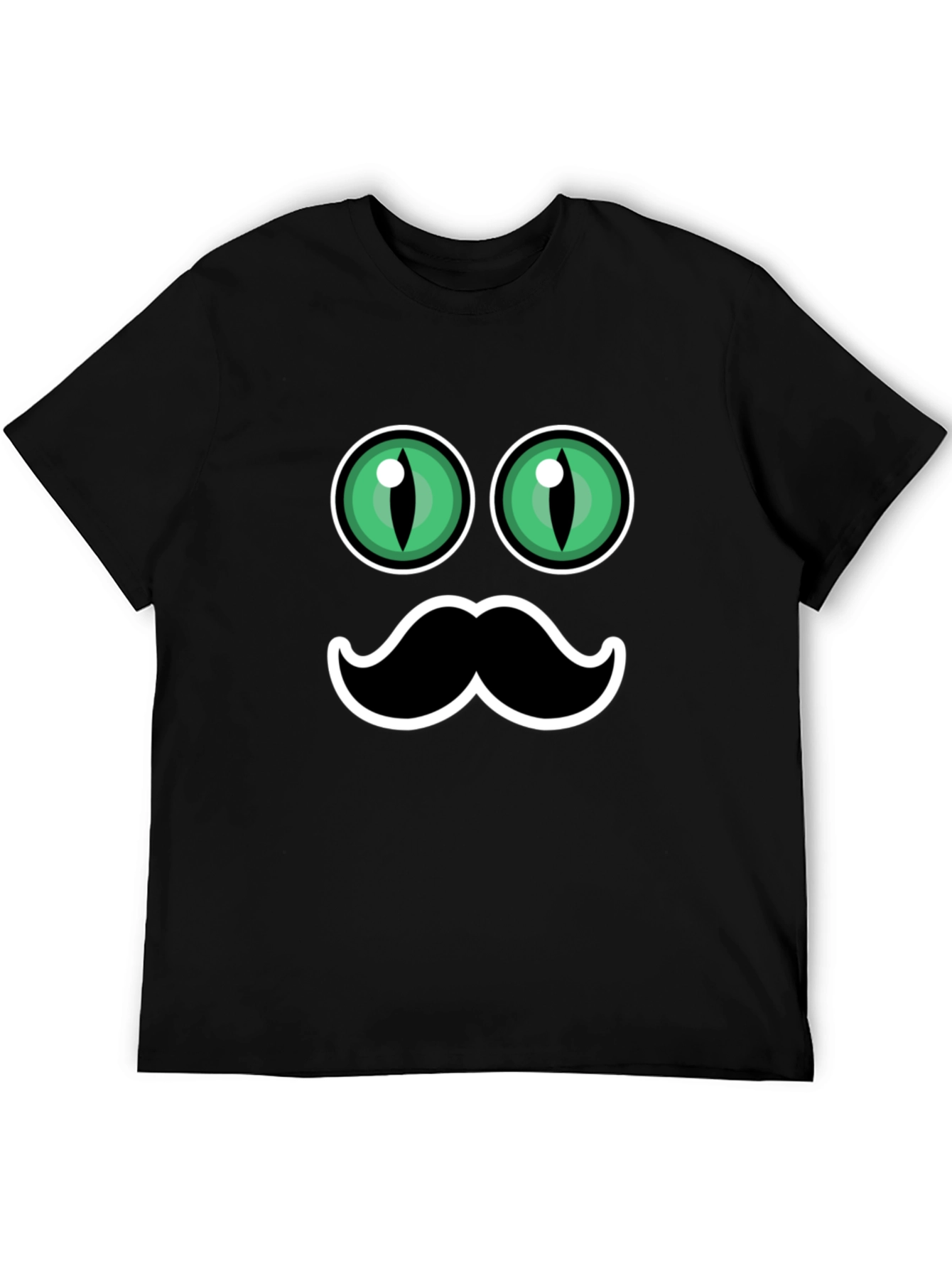 Funny Cat Eyes & Moustache Graphic T-Shirt