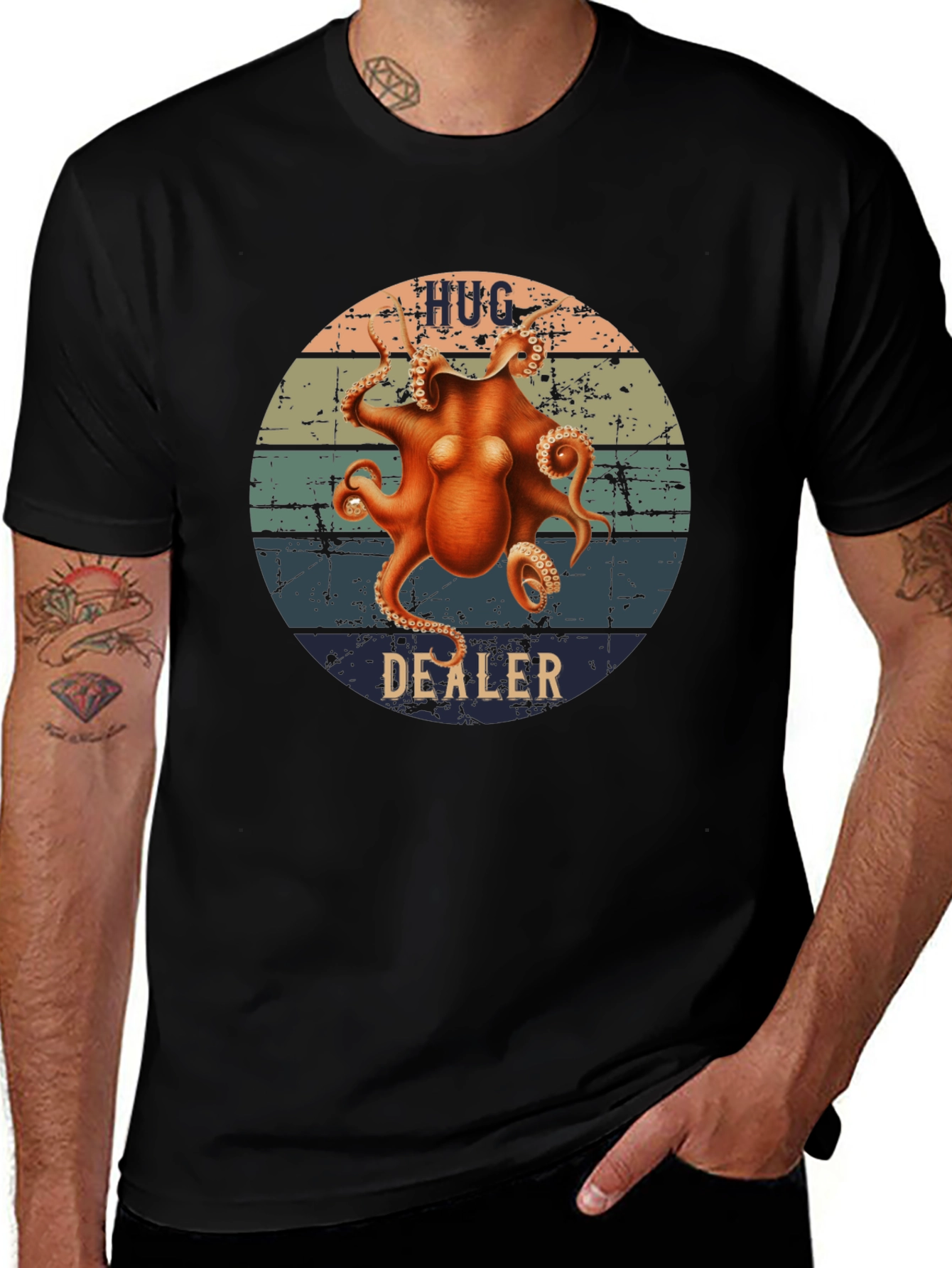 Hug Dealer Octopus Graphic T-Shirt - Retro Style