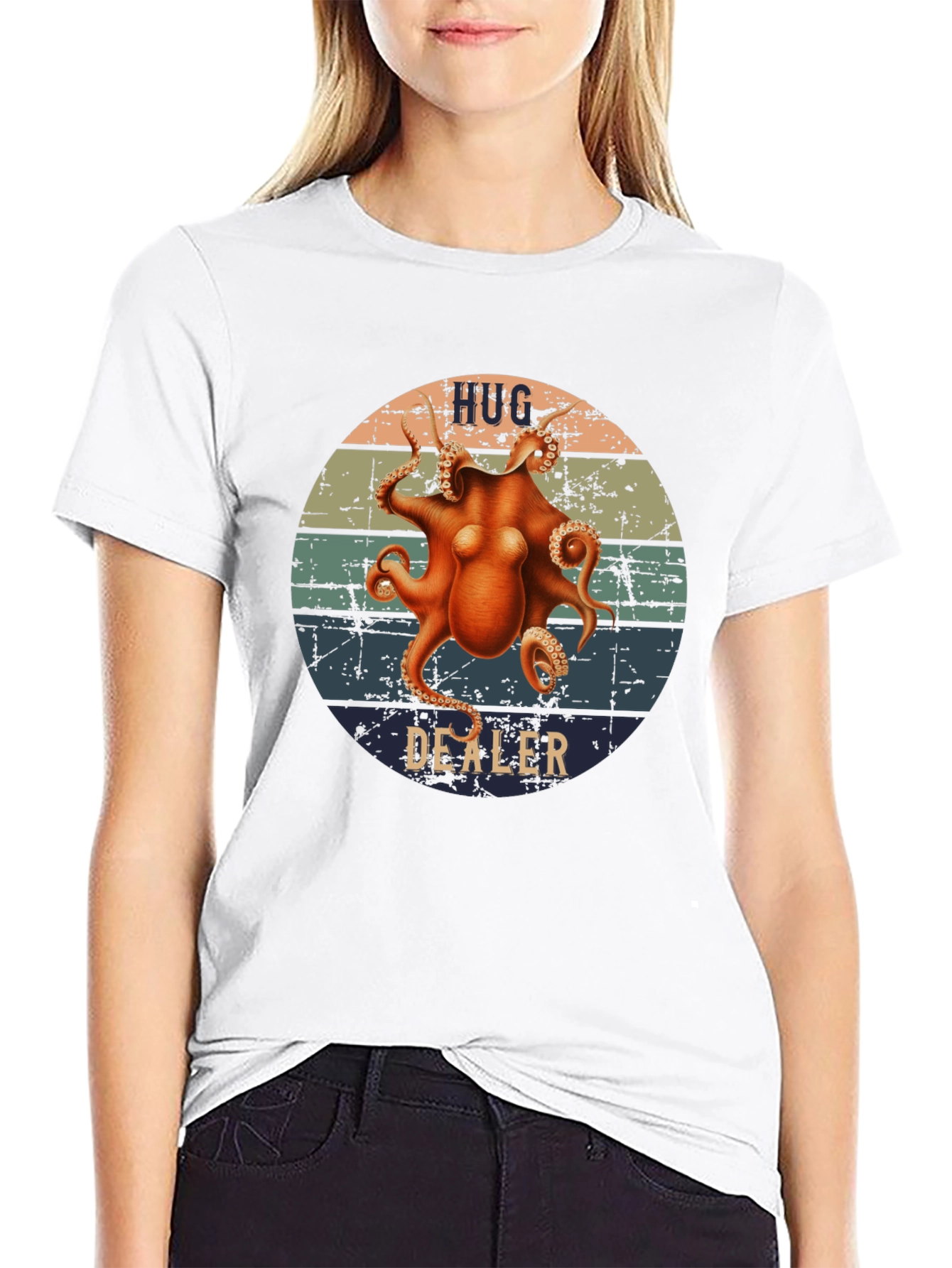 Hug Dealer Octopus Graphic T-Shirt - Retro Style