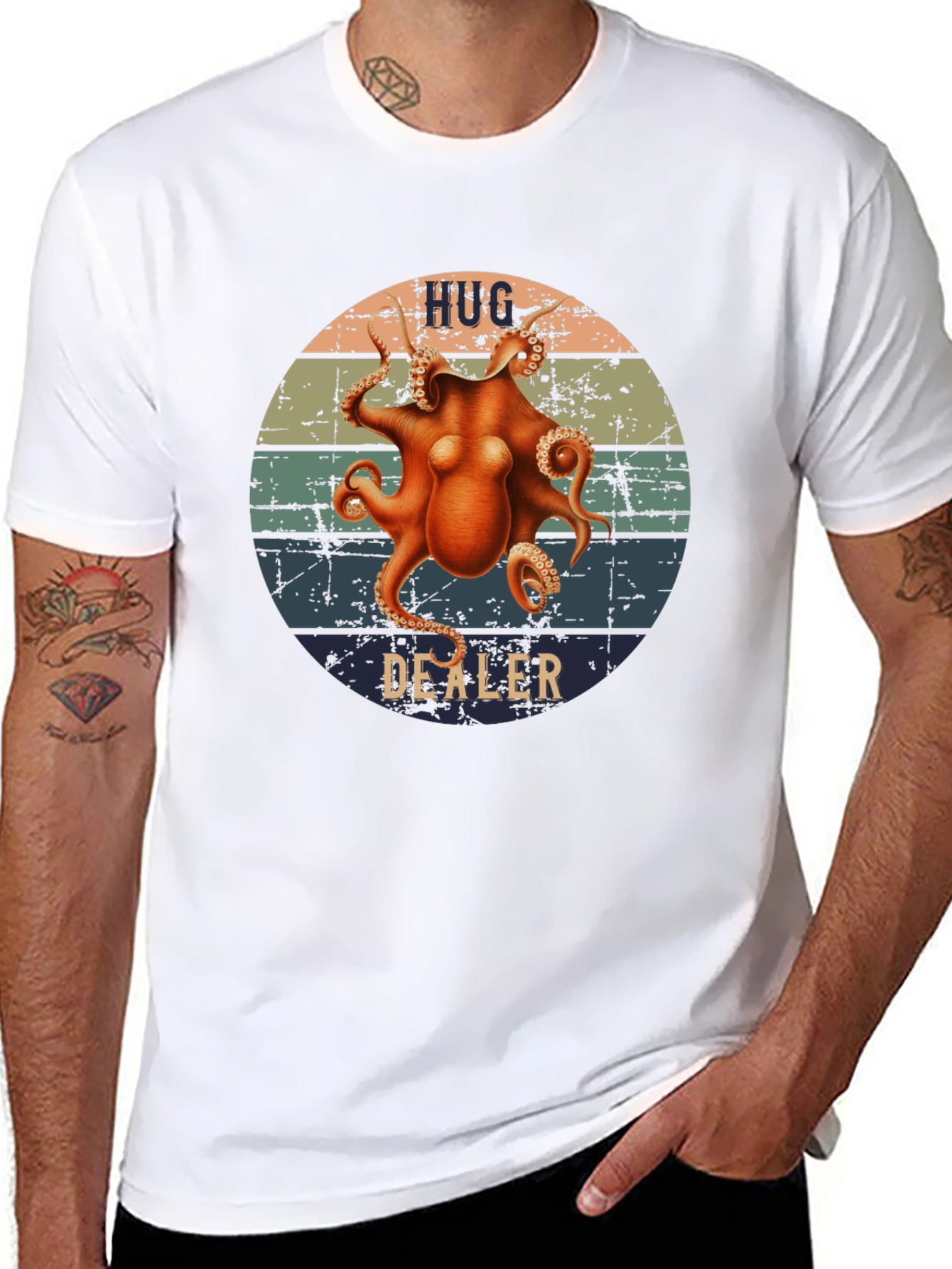 Hug Dealer Octopus Graphic T-Shirt - Retro Style