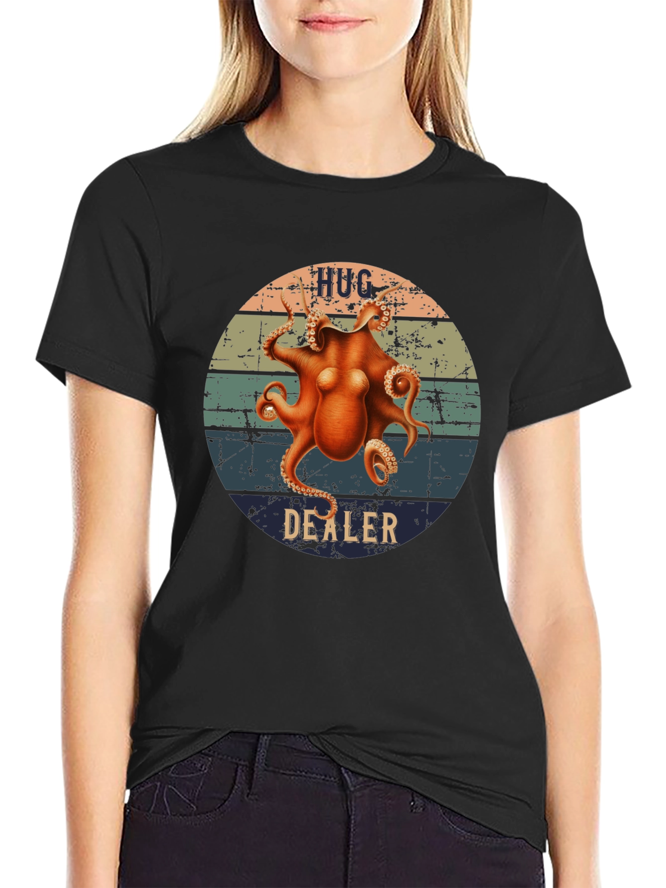 Hug Dealer Octopus Graphic T-Shirt - Retro Style