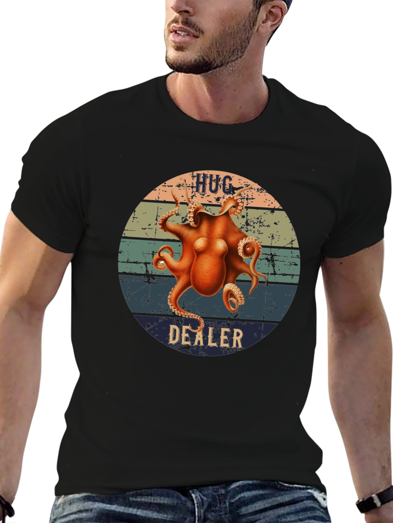 Hug Dealer Octopus Graphic T-Shirt - Retro Style