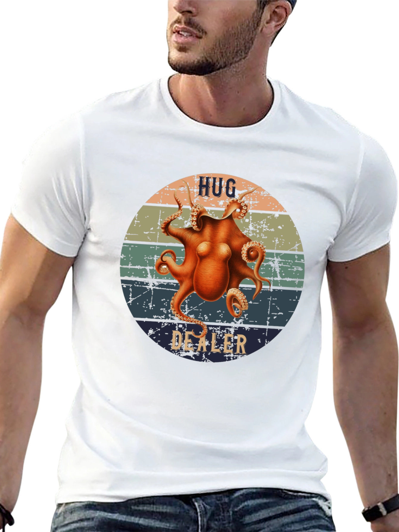 Hug Dealer Octopus Graphic T-Shirt - Retro Style