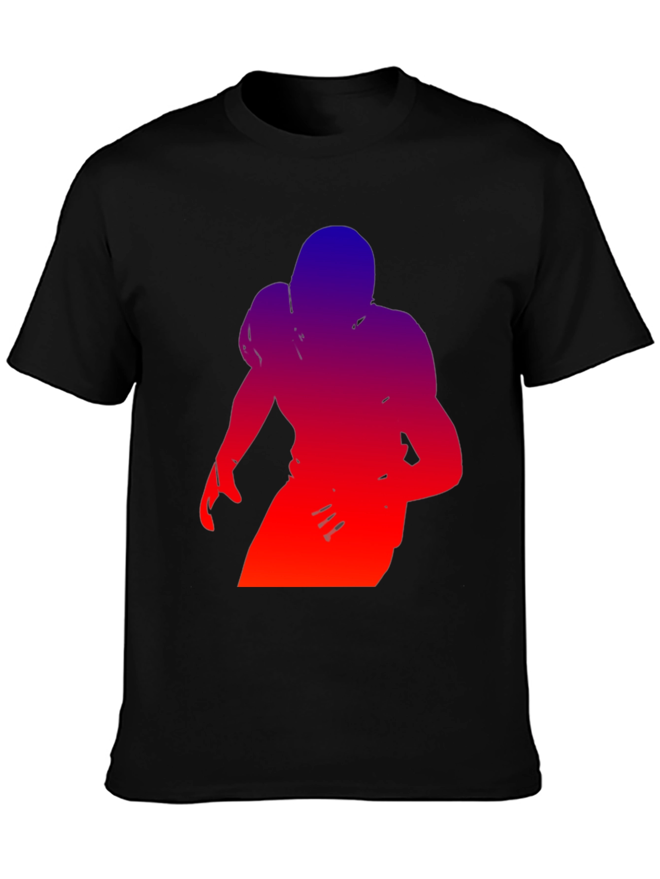 Gradient Football Player Graphic Tee - Black