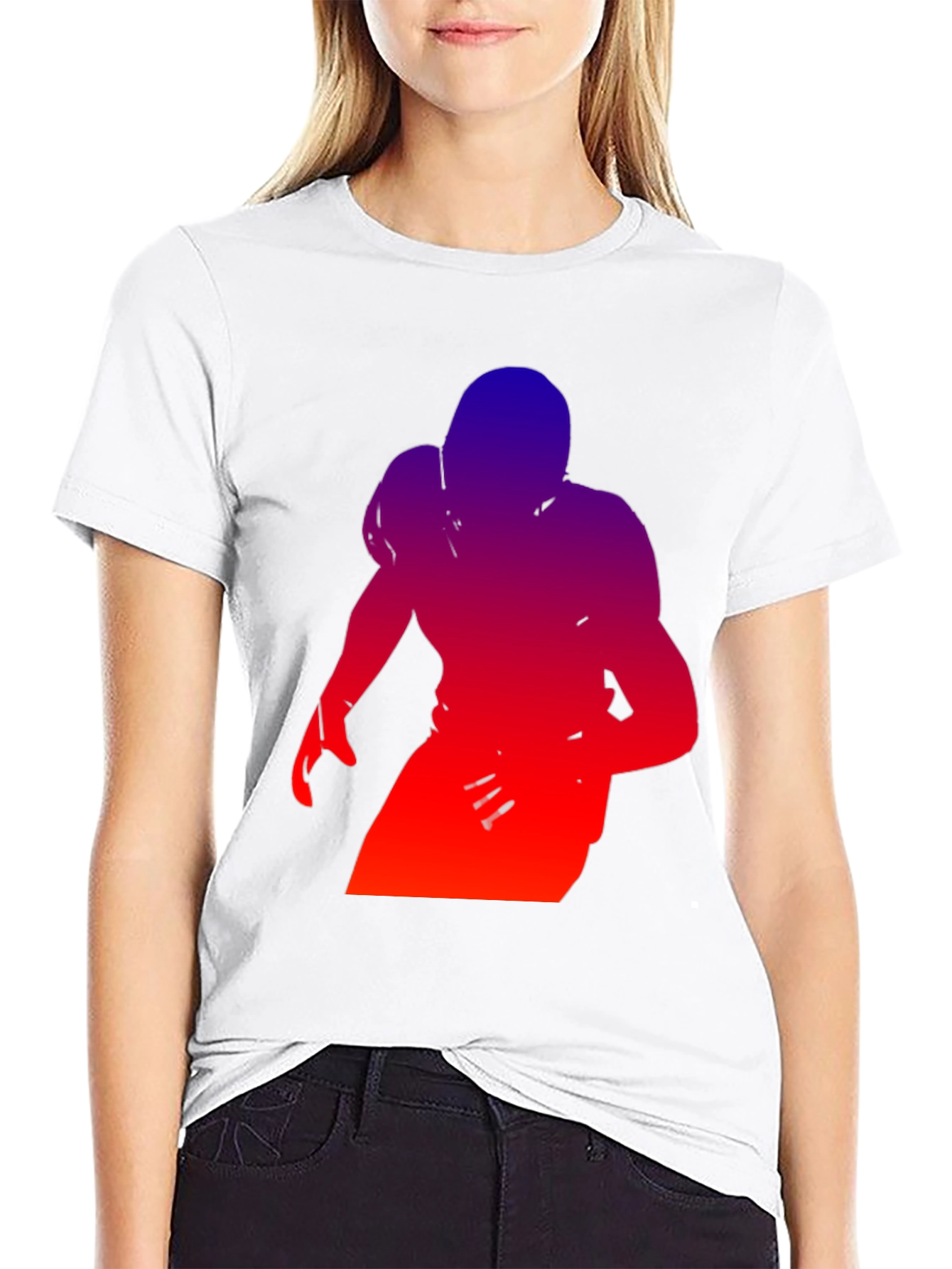 Gradient Football Player Graphic Tee - Black