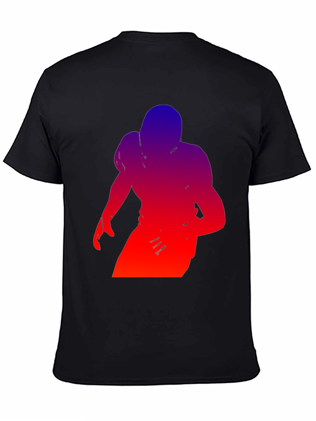 Gradient Football Player Graphic Tee - Black