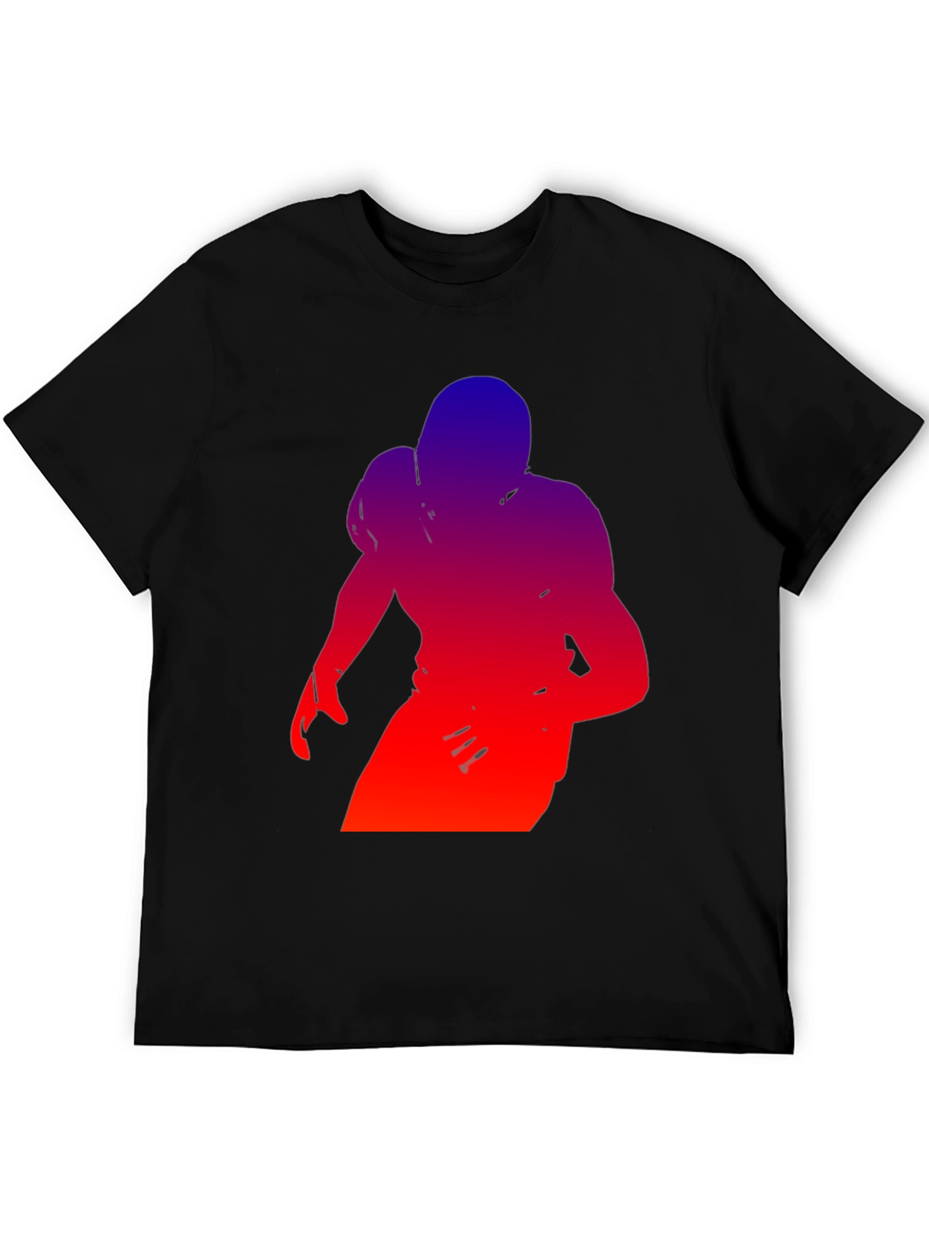 Gradient Football Player Graphic Tee - Black