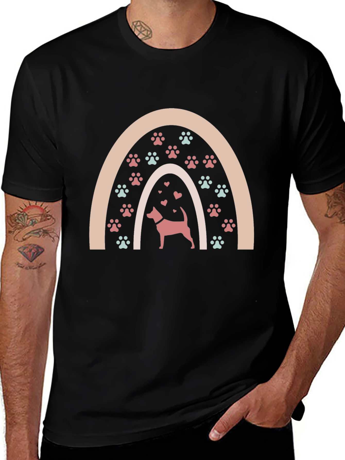 Dog Paw Rainbow Graphic Tee - Unisex
