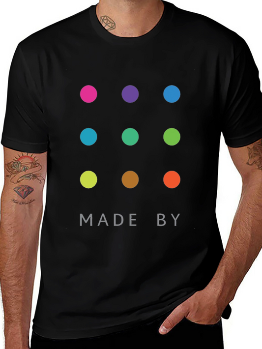 Colorful Dot Design Black T-Shirt