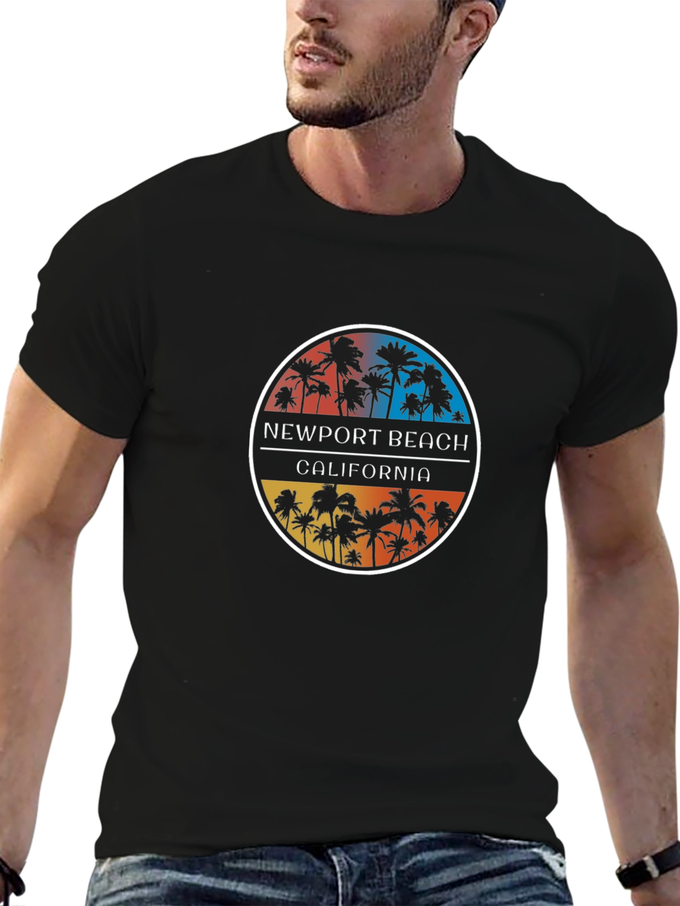 Newport Beach California Palm Tree Graphic T-Shirt
