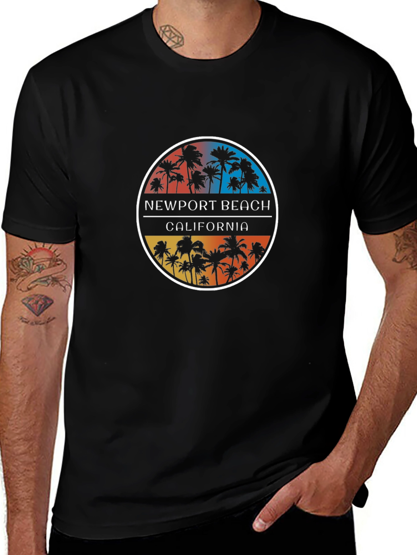 Newport Beach California Palm Tree Graphic T-Shirt