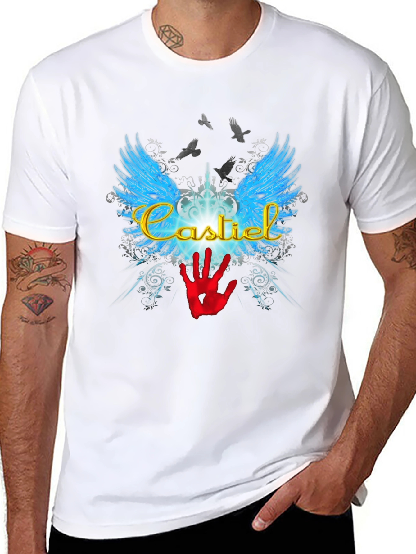Castiel Wings Graphic T-Shirt - Supernatural Inspired Tee