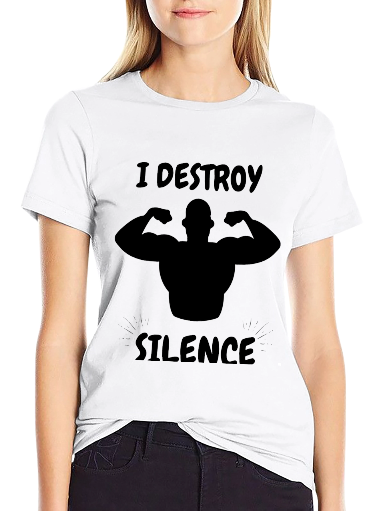 I DESTROY SILENCE Black Graphic T-Shirt