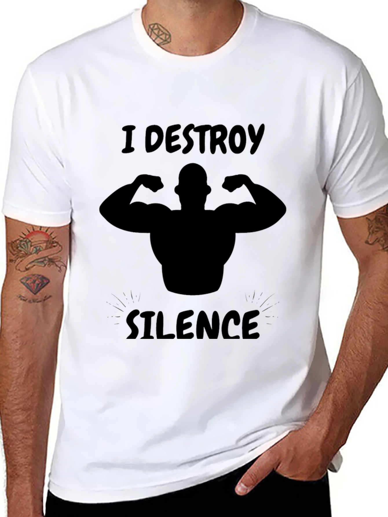 I DESTROY SILENCE Black Graphic T-Shirt
